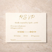 Ivory Gold 50th Wedding Anniversary Response Card RSVP Kaartje