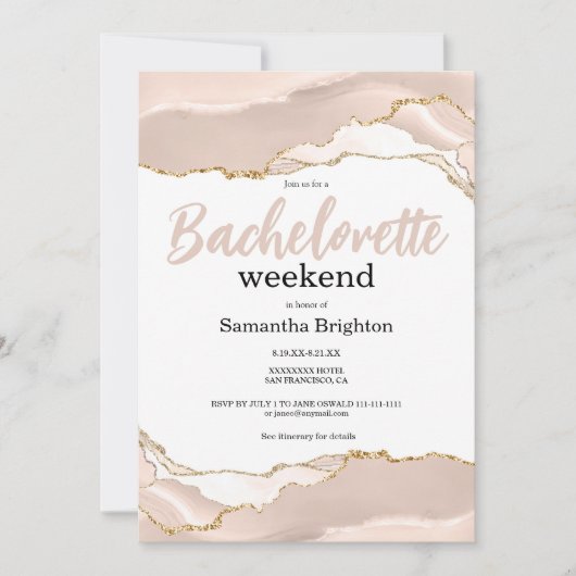 Ivory Gold Abstract Weekend Bachelorette Kaart (Voorkant)