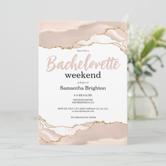 Ivory Gold Abstract Weekend Bachelorette Kaart (Staand voorkant)
