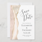 Ivory Gold Agate 5-foto De datum opslaan Save The Date (Voorkant)
