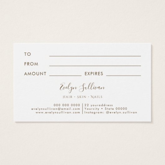 Ivory Gold Agate-kaartje Visitekaartje (Achterkant)