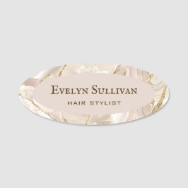 Ivory Gold Agate Name Tag