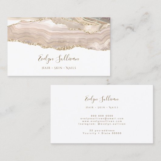 Ivory gold agate visitekaartje (Voorkant / Achterkant)