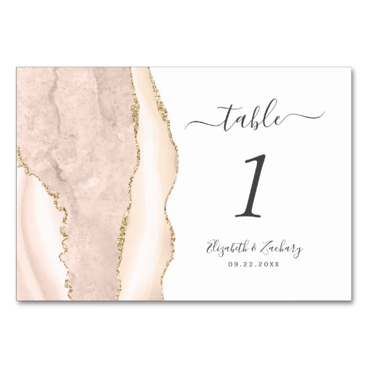 Ivory Gold Agate Wedding Kaart (Achterkant)