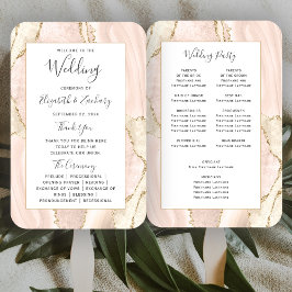 Ivory Gold Agate Wedding Programme Handwaaier