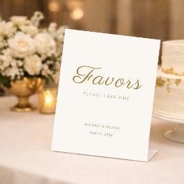 Ivory Gold Anniversary Favors Table Sign Reclamebord Met Voetstuk