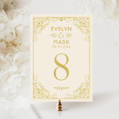  Ivory Gold Art Deco Wedding Table Number Kaart