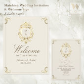 Ivory Gold Baroque Wedding Welcome Poster