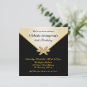 Ivory Gold Black Elegant Women Party Invitations Kaart (Staand voorkant)