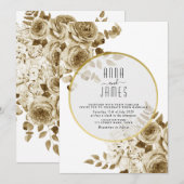 Ivory Gold Boho Wedding Invitation Kaart (Voorkant / Achterkant)