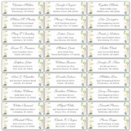 Ivory Gold Botanical Floral Wedding Guest Address Sticker