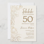 Ivory Gold Botanical Surprise 50th Birthday Kaart (Voorkant)