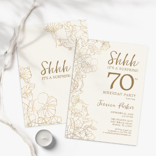 Ivory Gold Botanical Surprise 70th Birthday Kaart