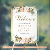 Ivory Gold Christmas Floral Wedding Welcome Acryl Bord (Neutraal)