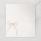 Ivory Gold Coquette Strik Dopedoop Kruis Plaatskaartje (Buitenkant ongevouwen)