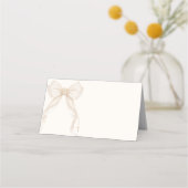 Ivory Gold Coquette Strik Dopedoop Kruis Plaatskaartje (Voorkant)