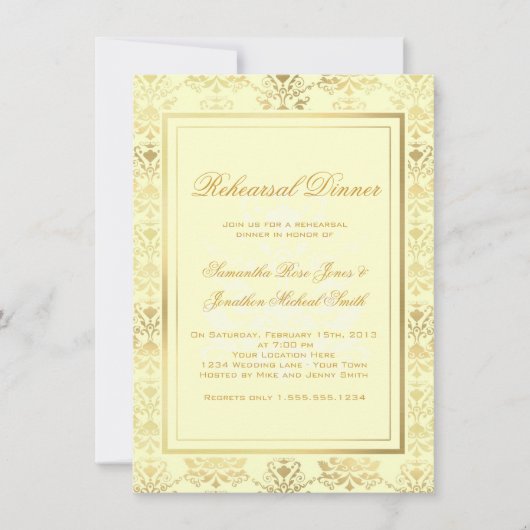 Ivory & Gold Damask-repetitie Kaart (Voorkant)