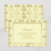 Ivory & Gold Damast Ontvangst Info Kaart (Voorkant / Achterkant)