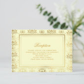Ivory & Gold Damast Ontvangst Info Kaart (Staand voorkant)