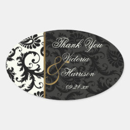 Ivory, Gold en Black Damask Dank u Sticker