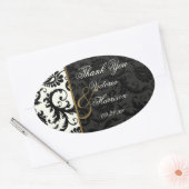 Ivory, Gold en Black Damask Dank u Sticker (Envelop)
