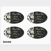 Ivory, Gold en Black Damask Dank u Sticker (Vel)