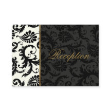 Ivory, Gold en Black Damask Linen Enclosure Kaart