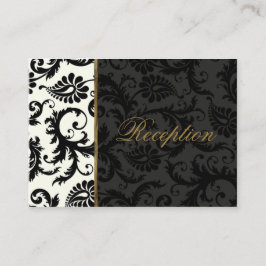 Ivory, Gold en Black Damask Linen Enclosure Kaart