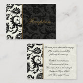 Ivory, Gold en Black Damask Linen Enclosure Kaart (Voorkant / Achterkant)