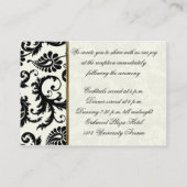 Ivory, Gold en Black Damask Linen Enclosure Kaart (Achterkant)
