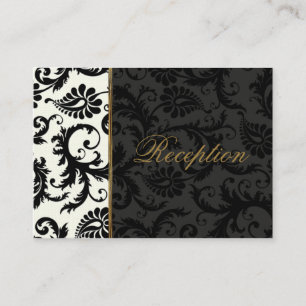 Ivory, Gold en Black Damask Linen Enclosure Kaart