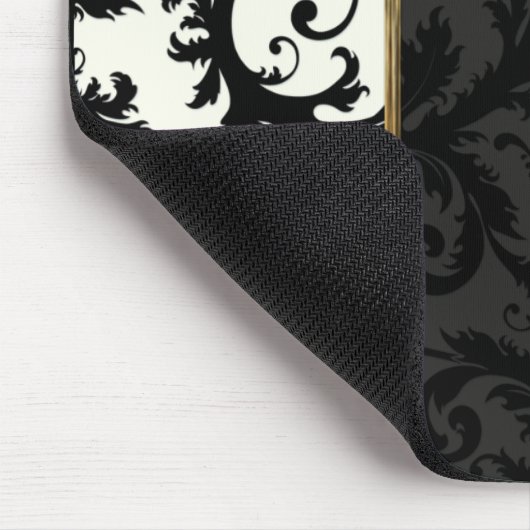 Ivory, Gold en Black Damask Mousepad Muismat (Hoek)