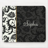 Ivory, Gold en Black Damask Mousepad Muismat (Voorkant)