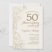Ivory Gold Floral 50e Jubileum Kaart (Voorkant)