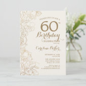 Ivory Gold Floral 60e verjaardag Kaart (Staand voorkant)