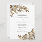 Ivory Gold Floral Bloom Wedding Invitation Kaart (Voorkant)