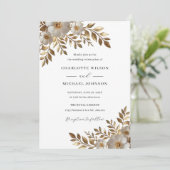 Ivory Gold Floral Bloom Wedding Invitation Kaart (Staand voorkant)