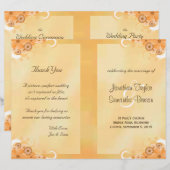 Ivory Gold Floral Elegant Bi-Fold Wedding Programs (Voorkant / Achterkant)
