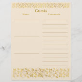Ivory, Gold Floral Guest Book Paper (Voorkant)