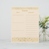 Ivory, Gold Floral Guest Book Paper (Staand voorkant)
