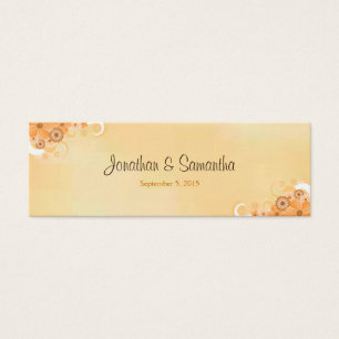 Ivory Gold Floral Hibiscus Small Wedding Label Mini Visitekaartjes