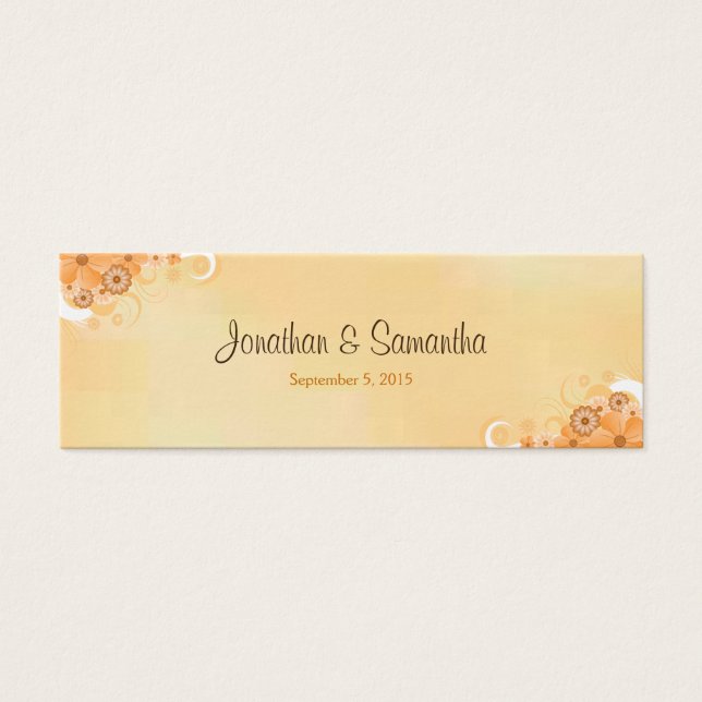 Ivory Gold Floral Hibiscus Small Wedding Label Mini Visitekaartjes (Voorkant)