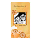 Ivory Gold Floral Wedding Foto voor wijnetiketten Etiket (Voorkant)