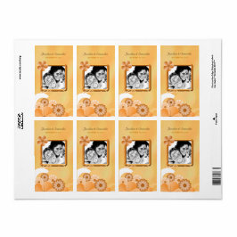 Ivory Gold Floral Wedding Foto voor wijnetiketten Etiket