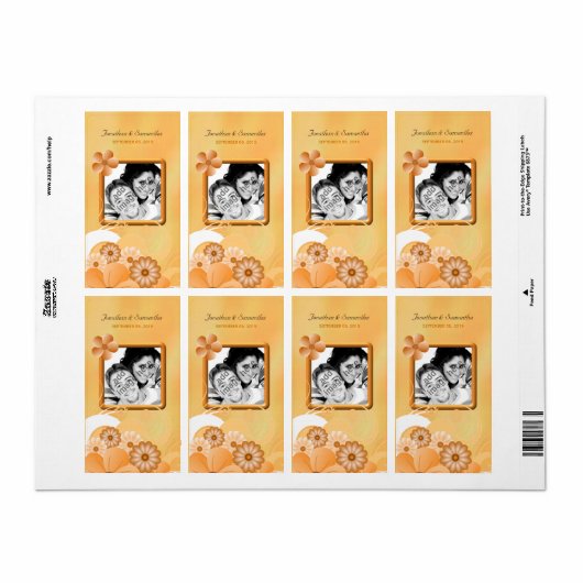 Ivory Gold Floral Wedding Foto voor wijnetiketten Etiket (Full Sheet)