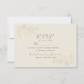Ivory Gold Floral Wedding RSVP Kaart (Voorkant)