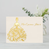 Ivory Gold Foil Silhouette Quinceañera Invite Folie Uitnodiging (Staand Voorkant)