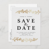 Ivory Gold Foliage slaat de datum op Aankondigingskaart (Voorkant / Achterkant)