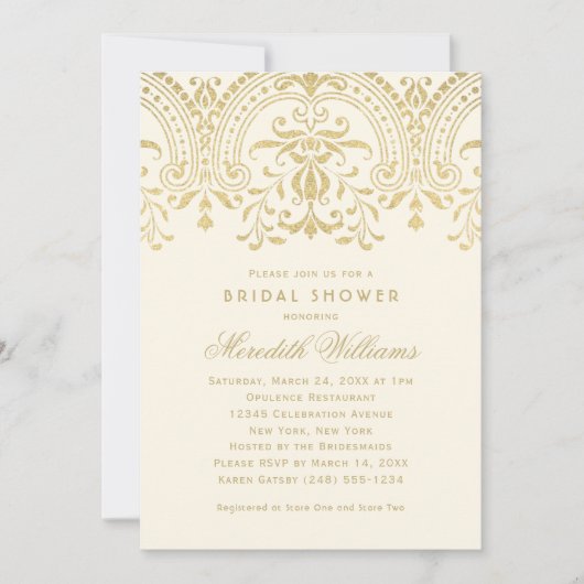 Ivory Gold  Glamor Wedding Vrijgezellenfeest Kaart (Voorkant)