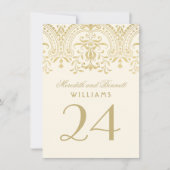 Ivory Gold Glamour Wedding Table Number Kaart (Voorkant)